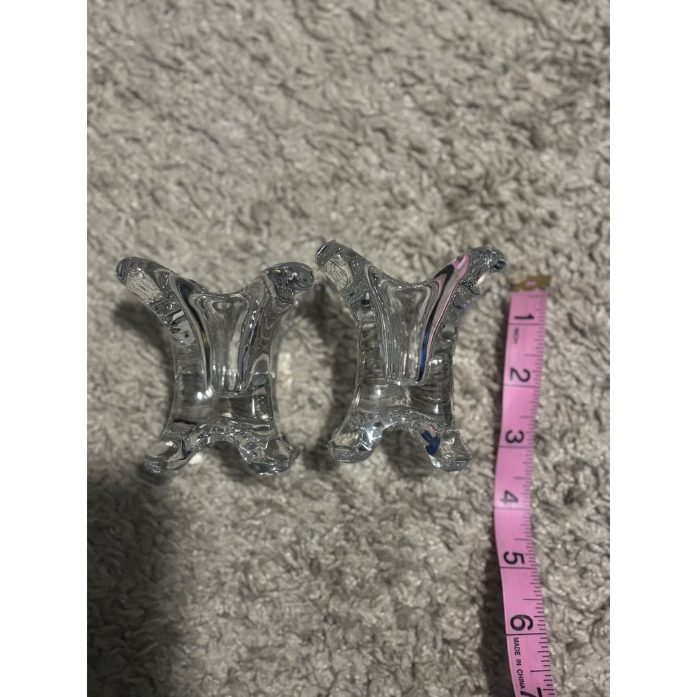 Clear Glass Votive Candle Holders Set of 2 Elegant Table Decor Accent Pieces‎